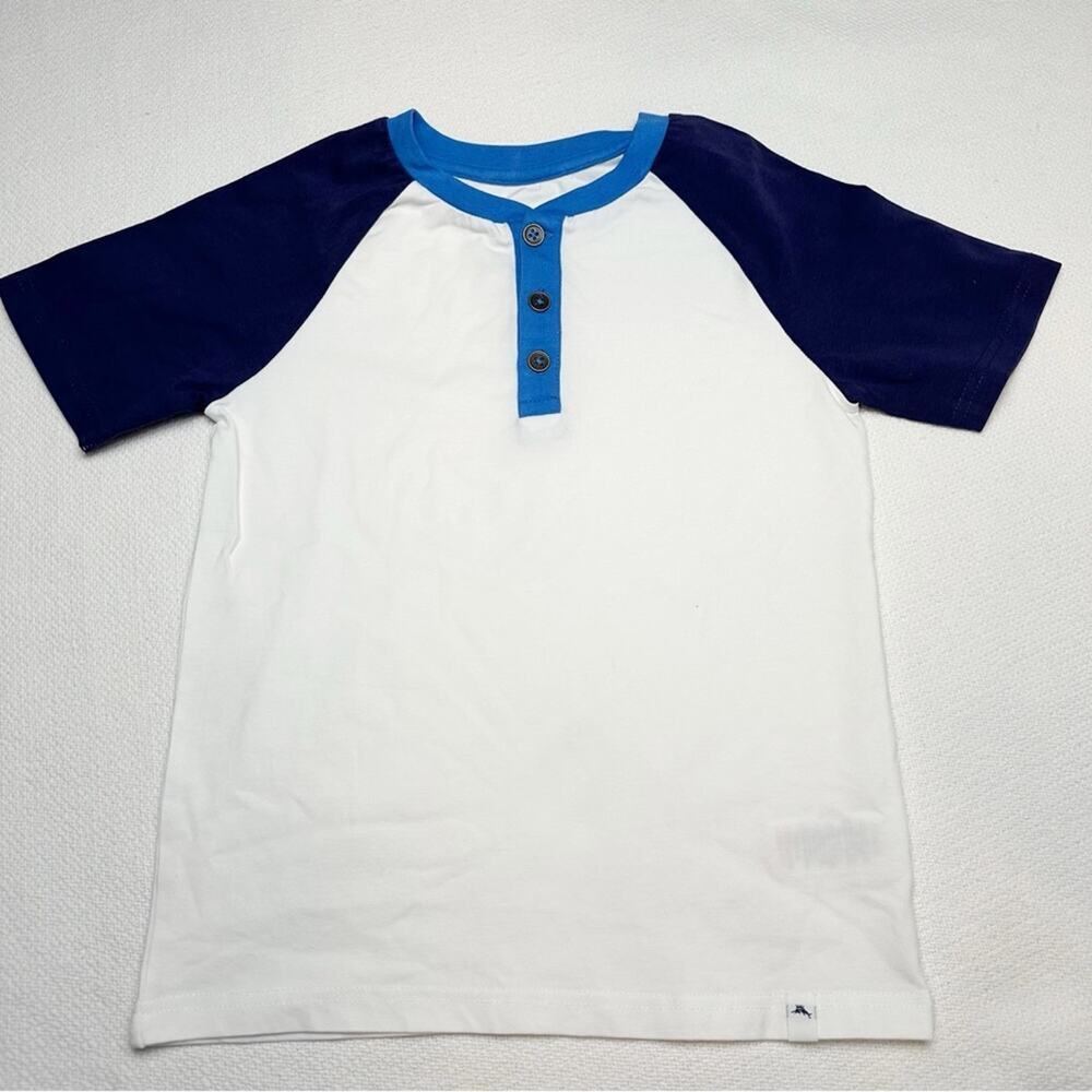 Tommy Bahama Kids White and Navy Raglan Tee